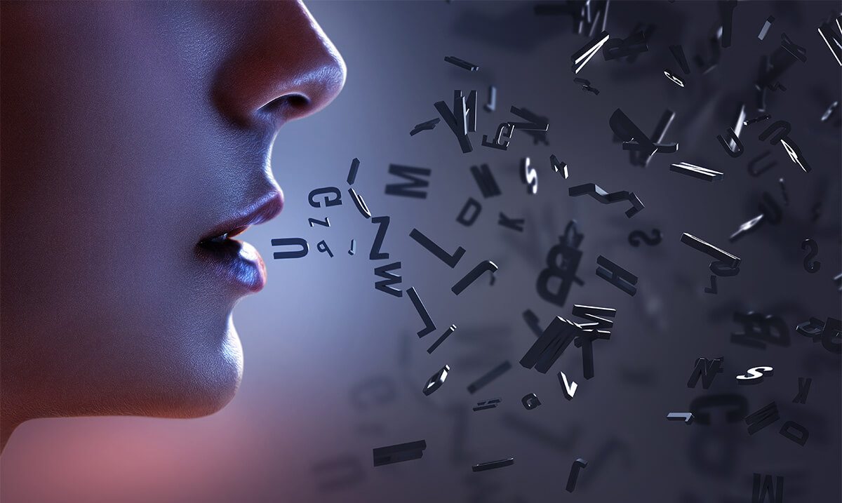 Lady talking letters