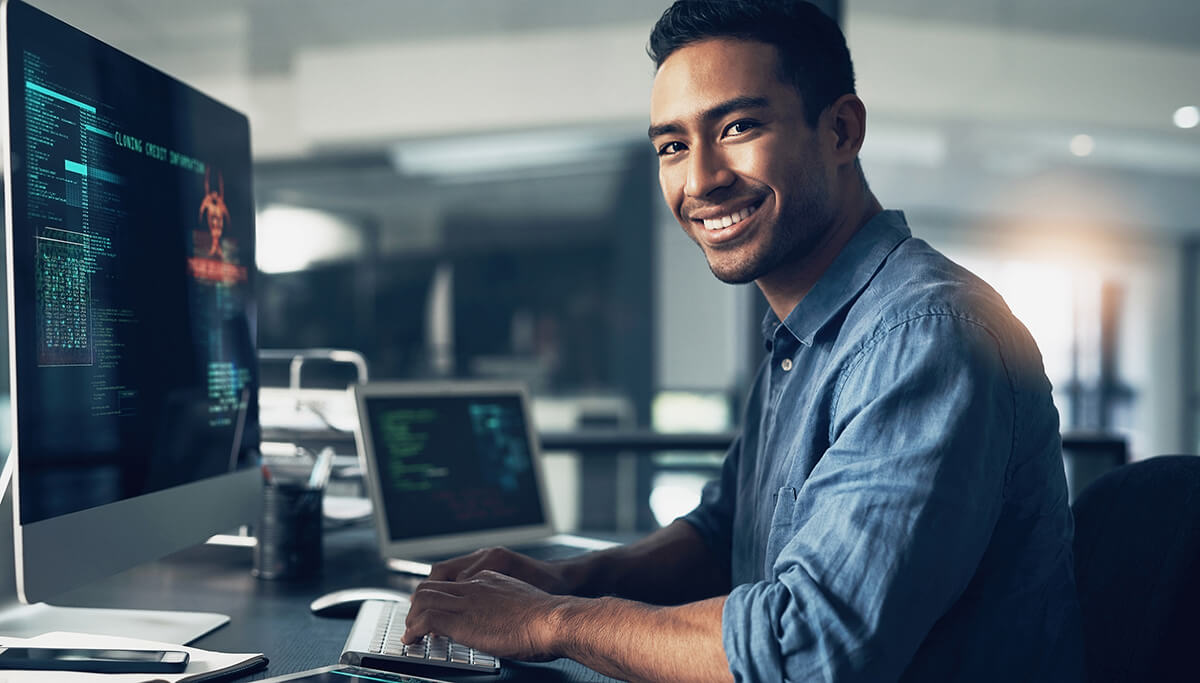 Developer working in front of computer