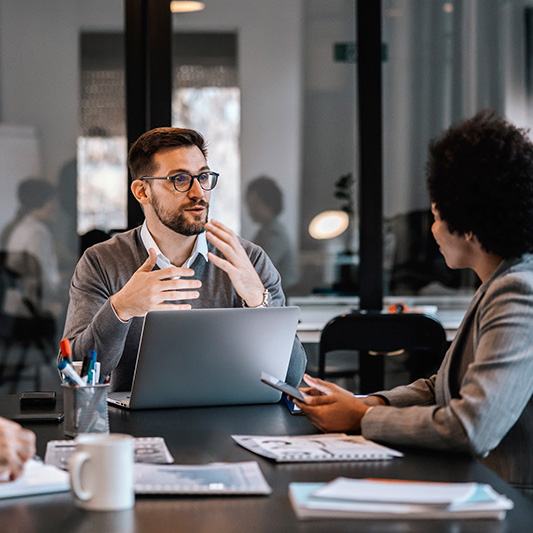 group of business people talking